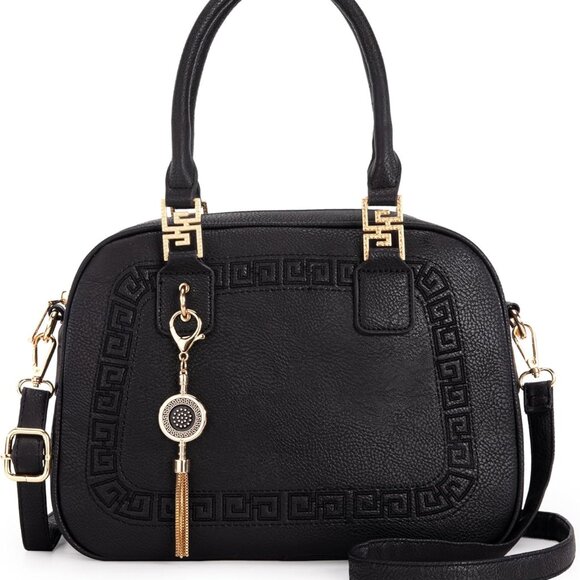 Small Vegan Leather Crossbody Satchel Purse Women Top Handle Barrel Bag Handbag - Picture 1 of 6